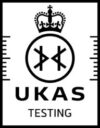 UKAS Accreditation Symbol - black on white - Testing